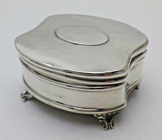 Antique Solid Sterling Silver Jewellery Ring Box On Four Feet B 