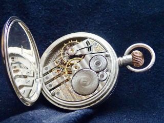 ELGIN 3 Finger Bridge 24 Hour Enamel Dial Solid Silver Pocket Watch 1911 3