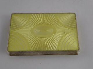 Lovely Art Deco Solid Sterling Silver And Enamel Snuff / Cigarette Box 1927