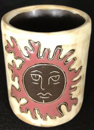 Mara Mexico Pottery Mug Sun - Tan,  Red And Brown 16oz Mug