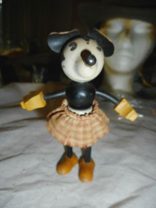 Antique Fun E Flex Minnie Mouse Wooden Figure 1930 