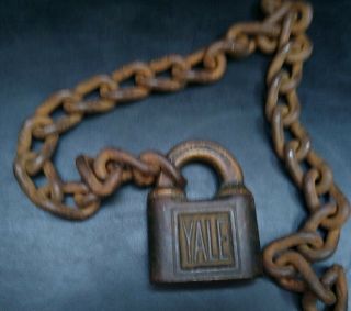 Vintage Antique Yale Iron & Bronze Padlock & Keys,  Old Push Key Lock.  No Key