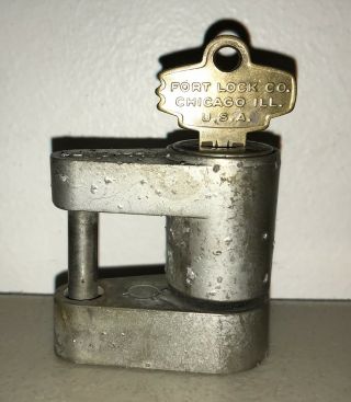 Vintage All - Safe Screw Padlock Key Fort Lock Co Chicago