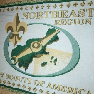 Bsa Woven Blanket…northeast Region Design…fringed Edge…50 " X 71 "