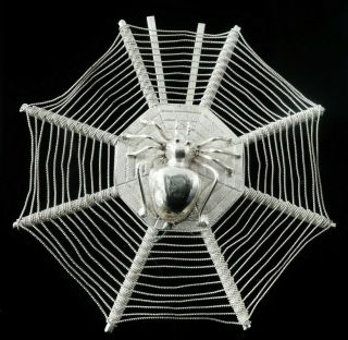 Chinese Export Silver Spiders Web Menu Holder,  Leun Hing Shanghai C.  1910