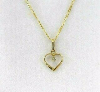 Deceased Estate Natural Diamond Solid 9ct/375 Italy Yellow Gold Heart Necklace