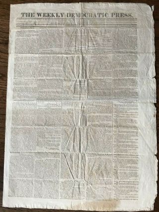 Death Of Thomas Jefferson & John Adams 1826 Both On The Front Page Newspaper