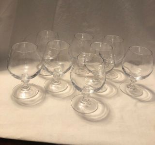 Vintage Set Of 8 Small Brandy Sniffer Cognac Glasses Clear Euc
