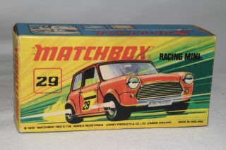 Matchbox Superfast 29 Racing Mini Cooper Box,
