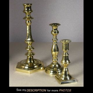 3 Misc Virginia Metalcrafters Colonial Williamsburg Brass Candlesticks