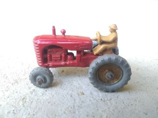 Vintage Lesney Matchbox Massey Harris Tractor No.  4 Red W/metal Wheels