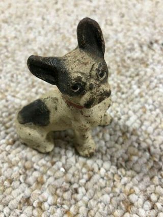 Vintage Cast Iron Dog,  Paper Weight Size 3 " Tall,  Collectible French Bulldog - - 30