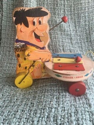 Fred Flintstone Fisher Price Musical Xylophone Pull Toy 1960 