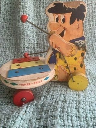 Fred Flintstone Fisher Price Musical Xylophone Pull toy 1960 ' s Flintstones 2