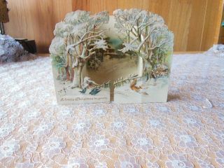 Victorian Christmas Card/3d Stand - Up Wintery Landscape Scene