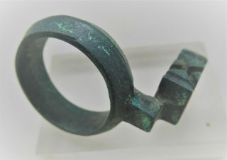 European Finds Ancient Roman Bronze Decorated Key Ring Circa 200 - 300ad