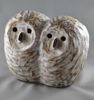 Vintage Tommy Kakinuma Tk Signed Bc Canadian Art Pottery Owls Sculpture,  Figure