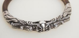 Vintage Chinese Silver Dragon and Bamboo Bangle Bracelet 3