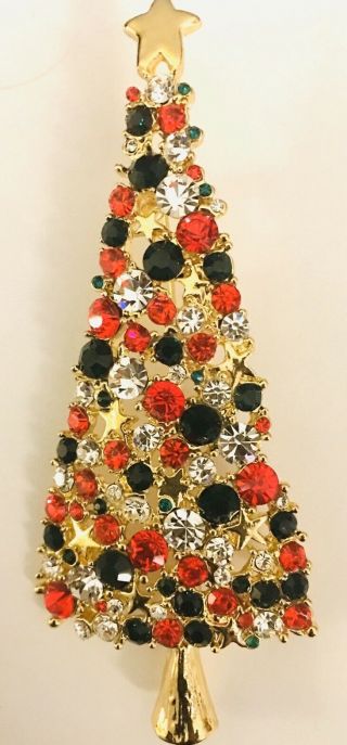 Eisenberg Ice 3 3/4” Large Vintage Christmas Tree Brooch Pin