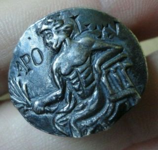 Extremely Rare Ancient Roman Solid Silver Ring Depicting Apollo Circa 100 - 300 Ad