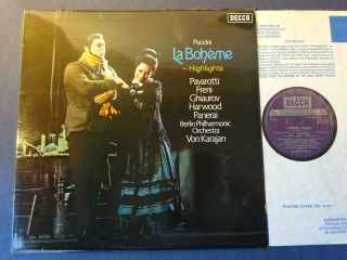 Puccini - La Boheme (h/l) Lp,  Berlin P/o,  Karajan,  Pavarotti,  Decca Set 579