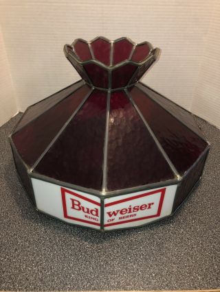 Vintage Budweiser Beer Stained Glass Hanging Bar Light Lamp Shade Poker Pool