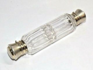 Antique 19th Century French Solid Silver Gilt Glass Double Scent Bottle C1880