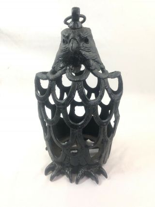 Antique Cast Iron Candle Holder,  Eagle,  Owl,  Vintage,  Hanging,  Decor,  Rustic,  Black