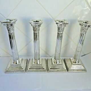 Vintage Top Quality 4 Silver Plate Candlesticks Corinthian Column Goldsmiths Co