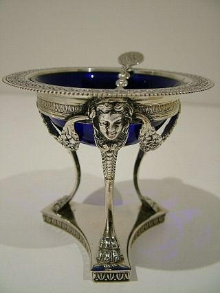Stunning Italian Solid Silver Pedestal Open Table Salt Pot Cellar Antique (000)