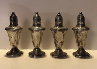 Duchin Creation Sterling Silver Glass Weighted Salt & Pepper Shakers Set Of 4