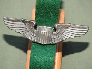 Us Army Aaf Ww2 Sterling Silver Pin Back Pilot Wings Vtg Flight Badge Insignia