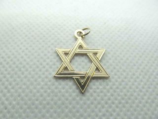 14k Gold Vintage Hebrew Jewish Star Of David Charm Pendant 1.  03gr