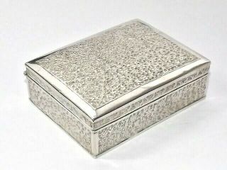 Antique Asian Indian Rajasthan Solid Silver Cigarette Cigar Box Trinket 1900