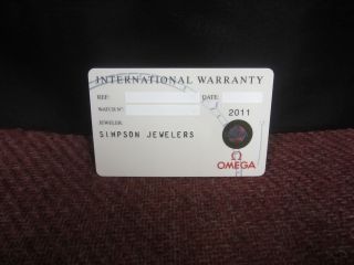 OMEGA Watch White International Card w/ Dealer Name & Source Code ONLY 2
