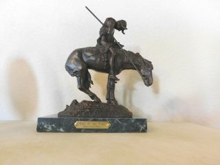 8” End Of The Trail Pure Bronze Sculpture Statue By James Fraser Marble Base