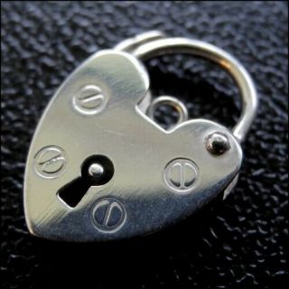 Sterling Silver Heart Shaped Padlock Charm 10mm Jewellery.  925 - Fp61
