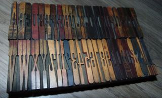Vintage Wood LETTERPRESS Print Type Block Tall Skinny Alphabet 2 