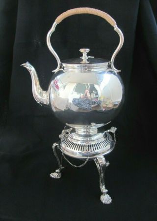 C1880 Victorian English Silver Plated Tilting Spirit Kettle Teapot Wilson Davis