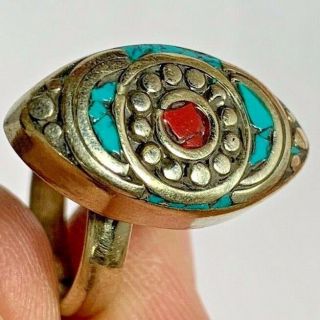 Old Medieval Silver Ring - Stones (eye) 6.  9gr 26mm (inner 17mm)