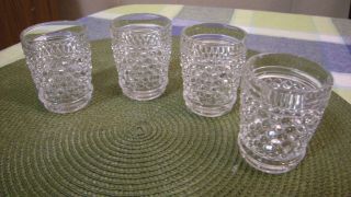 Set Of 4 Clear Hobnail Shot Glasses Vintage 1960 