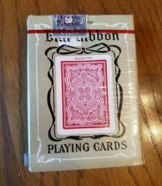 1940 - 1965 Vintage Blue Ribbon 323 Playing Cards Tax Stamp Russell Rosette