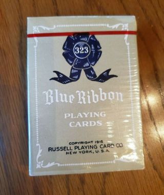1940 - 1965 Vintage Blue Ribbon 323 Playing Cards Tax Stamp Russell Rosette 2