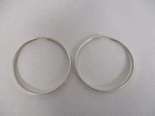 Signed Ed Levin Sterling Silver 14k Gold Ear Wire Tapered Hoop Earrings 1 3/4 "