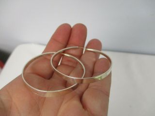 SIGNED ED LEVIN STERLING SILVER 14K GOLD EAR WIRE TAPERED HOOP EARRINGS 1 3/4 