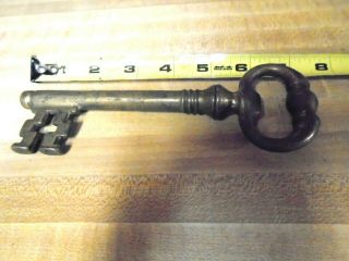 Vintage 7  Heavy Brass Skeleton Key Corkscrew Made In Italy