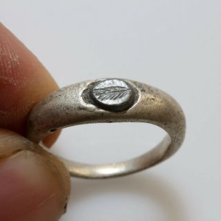 Scarce - Roman Silver Seal Ring With Hematite Seal Stone Circa 100 - 300 Ad
