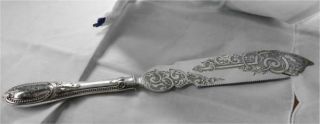 Ornate Albert Coles Hh Coin Silver 11 7/8 " Fish Knife - Mayflower Pattern 1850