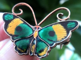 Norwegian Sterling Silver & Enamel Butterfly Brooch - David Andersen Norway
