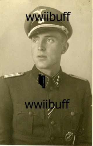 Pre - 1945 Portrait Ss Artillery Officer Wearing Heer Flak Badge